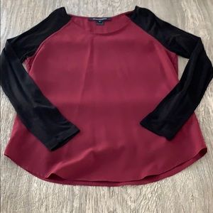 French Connection mixed media baseball Tee